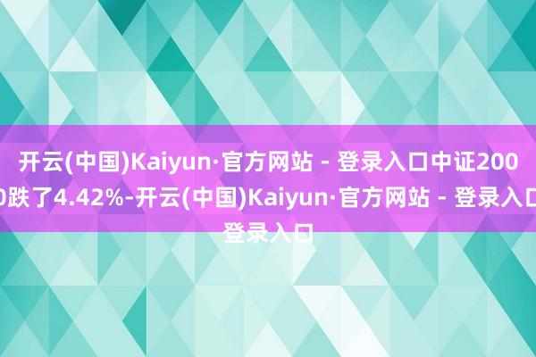 开云(中国)Kaiyun·官方网站 - 登录入口中证2000跌了4.42%-开云(中国)Kaiyun·官方网站 - 登录入口